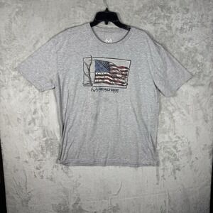 RealTree Camo Brand USA American Flag‎ Gray Tshirt - XXL Short Sleeve
